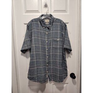 Weatherproof Vintage Shirt Mens‎ XL Blue Washable Linen Blend Short Sleeve
